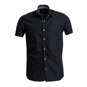 Chemise décontractée légère pour homme à manches courtes et col rabattu, 100 % coton satiné, teinture textile, séchage rapide, design contemporain - Product Image 1