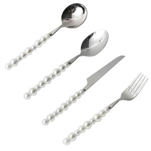 Ensemble de couverts en acier inoxydable de 6 pièces de style américain de qualité supérieure avec poignées métalliques à rayures ergonomiques Élégance plaquée or - Product Image 3