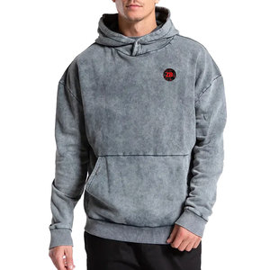Sudadera con capucha de invierno para hombre de alta calidad con patrón de lavado ácido de diseño personalizado 100% algodón poliéster ligero estilo informal sólido con capucha - Product Image 1