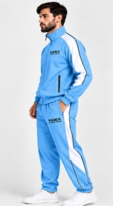 Chándal Azul para Hombre INDEX, Estilo Deportivo con Cierre Completo y Rayas Blancas, Corte Regular, Ropa de Otoño, Poliéster Transpirable - Product Image 3