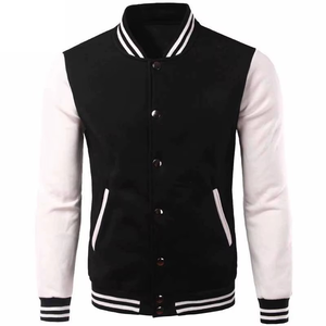 Streetwear Custom Men's Varsity <b>Jacket</b> High Quality College Bomber <b>Jacket</b> with Canvas Stand Collar Front Chenille Embroidery - Product Image 2