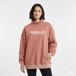 Suéter Holgado de Punto con Cuello Alto y Estampado para Mujer, Estilo Informal, para Invierno, Moda Urbana, para Uso Diario - Product Image 1