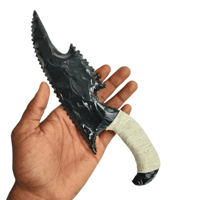 Obsidienne noire couteau Antique lame de poignard fabriqué à la main cristal arme outil de Protection spirituelle décor métaphysique cadeau symbolique