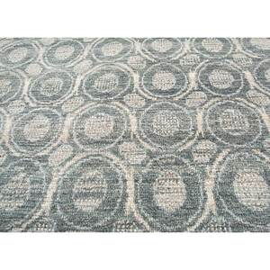 Alfombra Afgana de Lana Tejida a Mano con Patrón Geométrico Azul Erbe, 9x12, para Sala de Estar o Decoración de Pasillos - Lnr-3120 (Cs-01) - Product Image 3