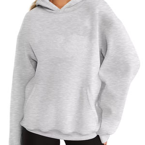 Patrón personalizado de las mujeres streetwear Oversize pulóver con capucha de invierno Casual mangas raglán sudadera bordado tejido con capucha - Product Image 3