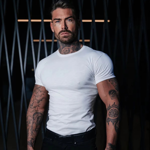 Venta al por mayor ropa a granel café flameado cuello redondo Camiseta para hombres 100% algodón transpirable logotipo personalizado gimnasio y entrenamiento camisetas para hombres - Product Image 5