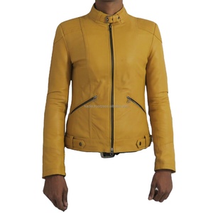 Veste de motard réversible matelassée en cuir véritable pour femme avec fermeture éclair, en cuir de vachette, pour la saison printanière - Product Image 3