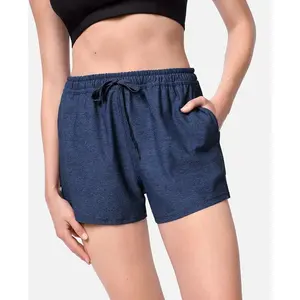 Fashion (Dark Blue)Solid Color Shorts Women Elastic High Waist