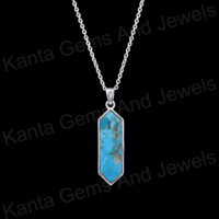 Colgante Unisex de Plata de Ley 925 con Turquesa Natural de Arizona, Forma Elegante, Engaste en Bisel, Estilo Bohemio, Hecho a Mano, de la Mejor Calidad, Gran Venta