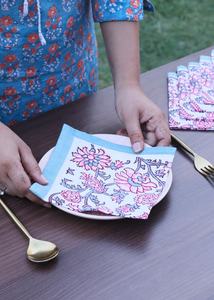 Eco-Friendly Soft Kitchen Napkins Assorted Block Print Square Pattern <b>Set</b> for Dining Wedding Bulk Packed Cocktail Napkins - Product Image 2