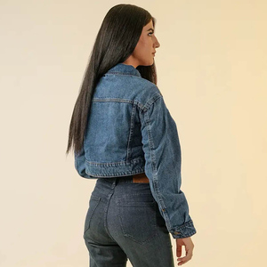 Elegant <b>Women</b> Winter Collar Denim <b>Jacket</b> <b>Women</b> Loose <b>Short</b> Outerwear With Belt and Zipper - Product Image 2