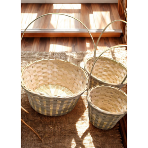 Panier en bambou tressé fait main avec poignée, écologique et biodégradable, pour rangement cuisine, buanderie, cadeaux, logo personnalisé - Product Image 6