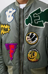 Veste de sport en toile écologique coupe-vent pour homme, design brodé fin, fermeture éclair en polyester, printemps - Product Image 3