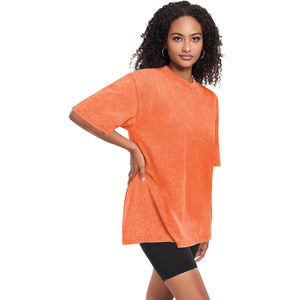 Camiseta de Mujer para Todas las Temporadas, Casual, Oversize, Cuello Redondo, Lona de Algodón/Bambú, Transpirable, Ligera, de Secado Rápido, con Logotipo Personalizado - Product Image 3