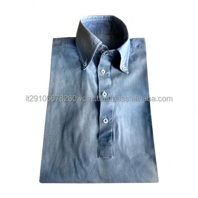100% Cotton Denim Shirt for Men Vintage Style Sport Casual Shirt for Spring Washed Technique Summer Cotton Shirt