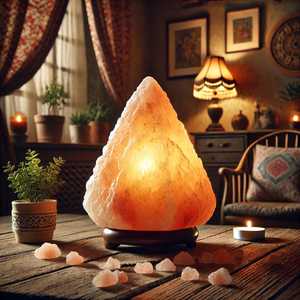 Belle lampe naturelle en sel de roche rose forme pyramidale unique design sculpté décor à la maison bureau prix de gros artisanat naturel unique - Product Image 2