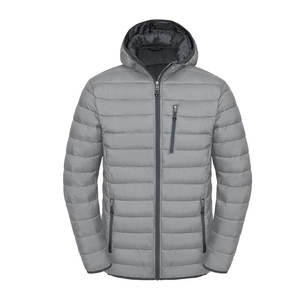 OEM Custom Design Men's Puffer <b>Jacket</b> Stand Collar Casual Winter <b>with</b> Front Logo <b>Zipper</b> <b>Pockets</b> DDP Shipping - Product Image 2