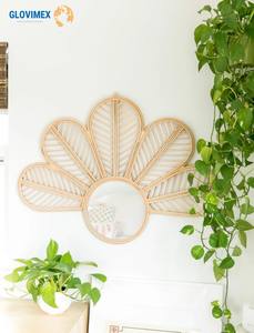 Nouveau Offre Spéciale bambou rotin miroirs décoration miroirs muraux cadre lumière personnaliser taille couleur chambre meubles - Product Image 3