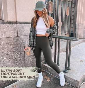 Leggings pour femmes, taille haute, contrôle du ventre, tissu tricoté doux et extensible, port confortable, vente en gros, fabricant OEM ODM - Product Image 3