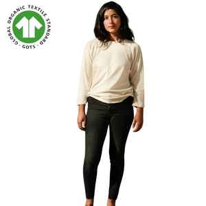 Womens Organic Cotton <b>Raglan</b> <b>Sleeves</b> <b>T</b>-<b>Shirt</b> - Natural Undyed, 4.3 oz Jersey, Cropped <b>Sleeves</b>, Relaxed Fit, Soft and Breathable - Product Image 6