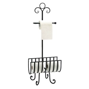 Porte-papier toilette en métal noir de qualité exceptionnelle, anti-odeur, design luxueux, ajoute de l'élégance et de la durabilité à la salle de bain - Product Image 3