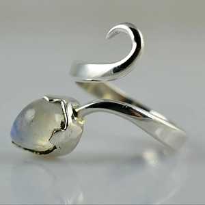 Rainbow Moonstone 925 Sterling Silver Handmade <b>Statement</b> <b>Ring</b> June Birthstone Jewelry Inlay Fine Perfect Gift for Her Birthday - Product Image 5