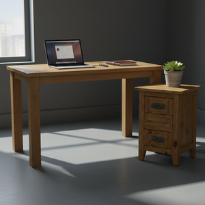 Table d'appoint moderne avec 2 tiroirs, couleur naturelle, bois d'hévéa, MDF, meubles de salon et de salle à manger - Product Image 2