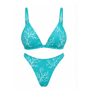 Ensemble bikini moderne deux pièces pour femme, bas taille haute, haut tendance, tissu extensible, collection été pour vacances à la station balnéaire - Product Image 1