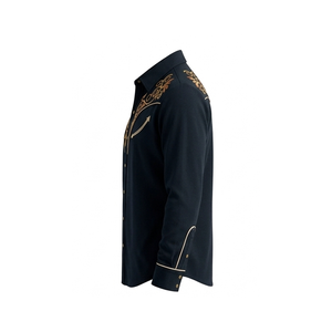Chemise Western Cowboy Unisexe Rodeo à Boutons, Coupe Slim, Style Vintage Décontracté, Bordures Contrastantes, Personnalisable OEM, Manches Longues Brodé - Product Image 2