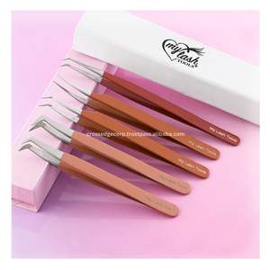 Pince à épiler professionnelle pour extensions de cils, pointe en fibre, courbure lune, classique, 90 degrés, outil d'application de cils individuels - Product Image 1