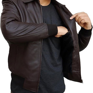 Veste en cuir pour hommes de haute qualité Veste en cuir extérieure personnalisée avec les meilleurs matériaux Veste en cuir pour homme - Product Image 3