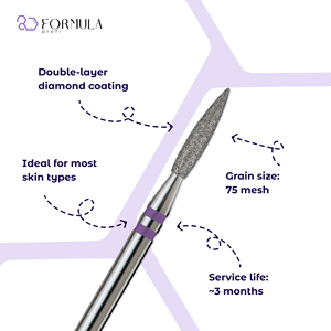 Broca de Diamante Profesional para Uñas, Modelo Sharp Flame XL 2.1mm Violet PRO, Más Vendida - Product Image 2
