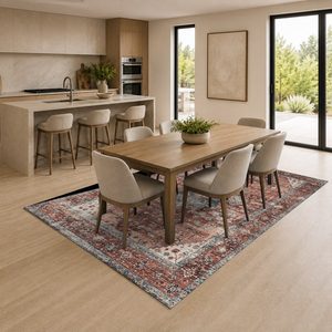 Tapis RUGS DEPOT LXDP-0792 en gros, couleur terre cuite dorée, style oriental traditionnel, imprimé numériquement, lavable en machine, en chenille, antidérapant - Product Image 4