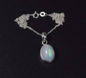 Ethiopian Opal Sterling Silver Pendant Gemstone <b>Necklace</b> October <b>Birthstone</b> Handmade Elegant Unique Gift for Women & Children - Product Image 4