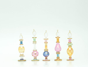 Flacons de parfum égyptiens, 24 pièces, flacons de parfum décoratifs en verre soufflé à la main, dorés à l'or 24 carats, couleurs assorties, 12 ml, vente en gros - Product Image 2