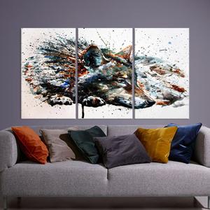 Impression d'art moderne sur toile : Peinture de loup pour décoration contemporaine, lot de 3 toiles - Product Image 1
