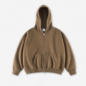 100% coton fermeture éclair personnalisée surdimensionné blanc unisexe luxe à capuche fermeture éclair polaire poche grande taille hommes fermeture éclair sweats à capuche pour hommes - Product Image 4