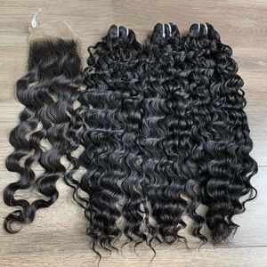 Extensiones de Cabello Humano Virgen Indio Natural, Cabello de Templo del Sur de la India, Trama a Máquina, Doble Trama, Ondulado al Agua, 16 Pulgadas - Product Image 1