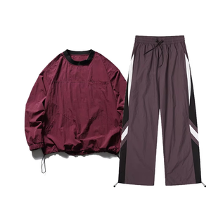 Hauts coupe-vent de gymnastique avec logo surdimensionné pour hommes, veste d'hiver en nylon à fermeture éclair, pantalon, ensembles de jogging, survêtements surdimensionnés en patchwork - Product Image 6