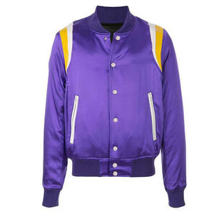 Chaqueta de bombardero Varsity de satén personalizada para hombre, chaqueta de servicios de material Bomber Letterman de satén personalizada para hombre, venta al por mayor - Product Image 6