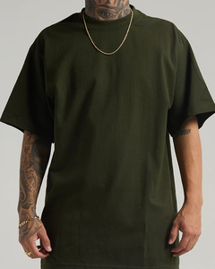 Camiseta personalizada con hombros caídos para hombre 100% algodón suave de gran tamaño ajuste con mangas cortas OEM fabricante de ropa de calle en blanco - Product Image 1
