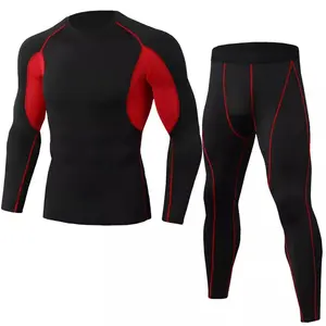 Conjunto de compressão para corrida gaf, camiseta de manga longa masculina para treino, fitness, rashguard, roupas de ginástica