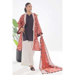 Traje de 3 Piezas para Mujer, Color Marrón, Sin Costuras, Material de Muselina Transpirable con Decoración de Borlas - Product Image 3