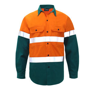 Polo de Retazos de Alta Visibilidad para Hombre, Camisa Naranja y Verde con Rayas Reflectantes, Uniforme de Seguridad con Logotipo Personalizado - Product Image 1