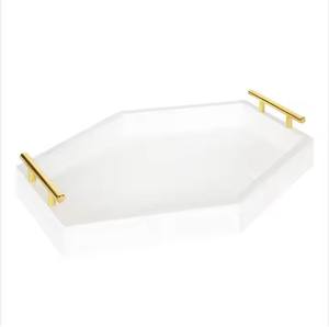 <b>White</b> Royals Hot Selling Modern Rectangular Solid <b>Wood</b> Serving <b>Tray</b> Metal Handles Customizable Design Multi-piece Handicraft - Product Image 1