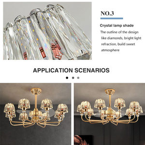 NGHỆ THUẬT LED quạt trần mặt dây chuyền Đèn Chiếu Sáng Đèn chùm vàng sang trọng Mỹ pha lê thủy tinh Trần Mặt dây chuyền treo ánh sáng - Product Image 4