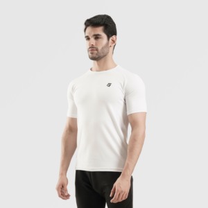 Vêtements de gymnastique blancs basiques, t-shirt basique - Product Image 3
