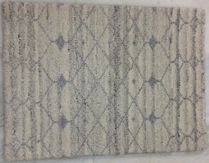 "Alfombra abstracta contemporánea de lana y algodón anudada a mano, diseño Sumac gris y crema" - Product Image 3