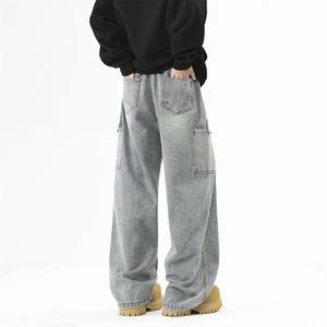 Pantalones vaqueros elásticos para hombre personalizados High Street Hip Hop Estilo vintage Cremallera Fly Dark Proveedor directo Ropa de calle 3D - Product Image 4