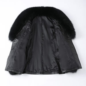 New Arrival <b>Fox</b> <b>Fur</b> Collar Trim Leather <b>Coat</b> Women Black Genuine Leather <b>Fur</b> Jacket With <b>Fur</b> - Product Image 2